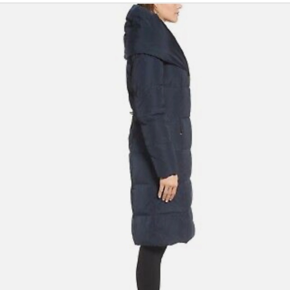 Cole Haan Signature Down & FeatherHooded Puffer Coat Dark Navy New Size XS - Picture 8 of 12